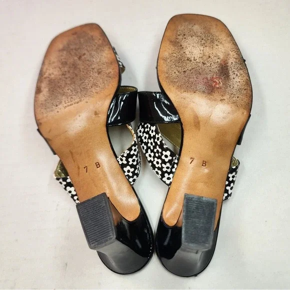 Escada Black and‎ White Patent Leather  Women's Heels Size 7 - Picture 6 of 11